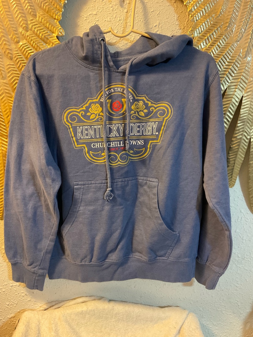 Kentucky Derby Hoodie Sweatshirt Run For The Roses Long Sleeve Pullover Medium